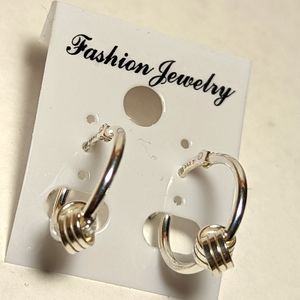Sterling silver barbed wire huggie hoops